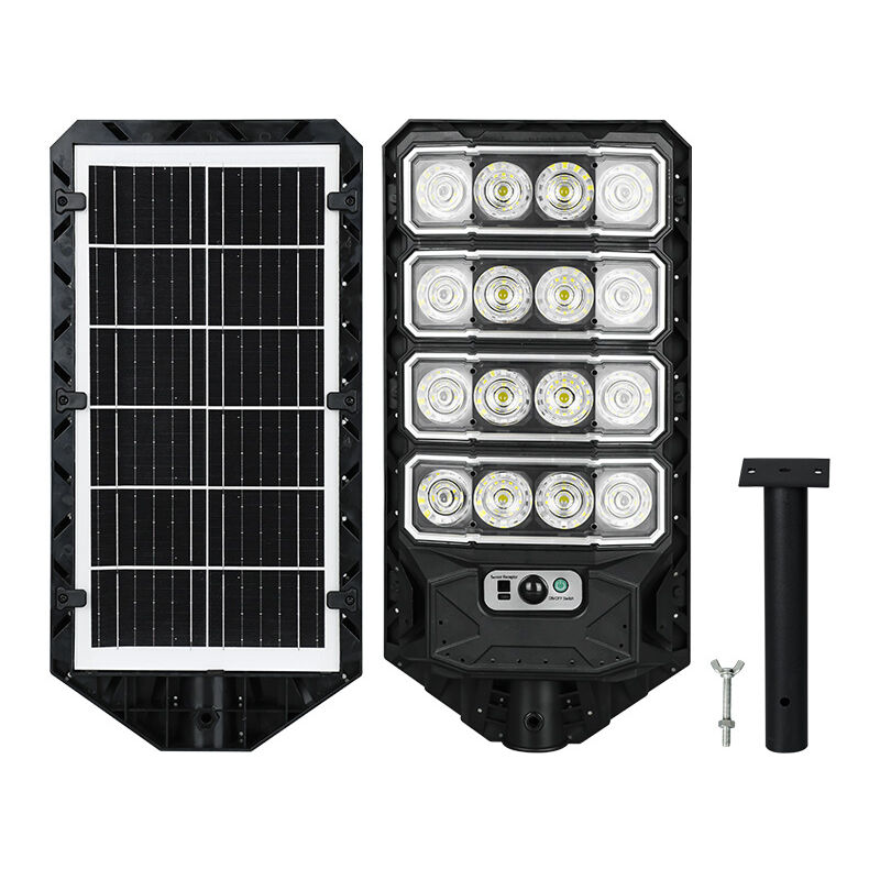 Lampadaire solaire extérieur avec télécommande, lampadaire solaire (extérieur), détecteur de mouvement, lampadaire solaire led étanche pour parkings,