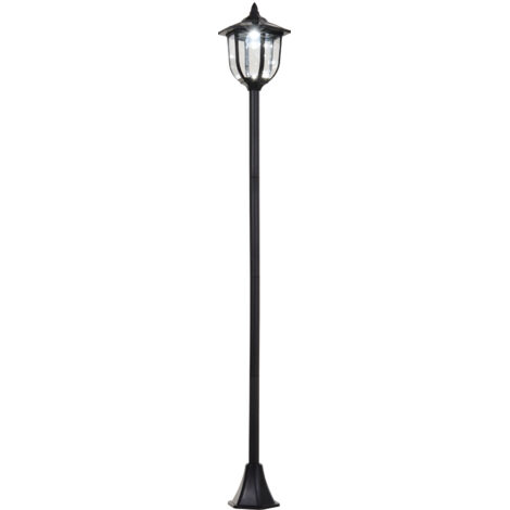 Lampadaire solaire extérieur LED classique 60 lumens, lanterne noire 26x26x177 cm