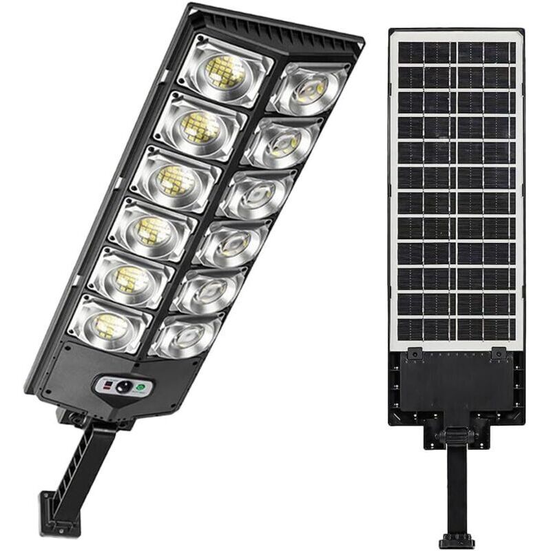 Lampadaire solaire LED 80000LM 8500K 800W, éclairage extérieur commercial étanche haute luminosité, allumage automatique du crépuscule à l'aube,