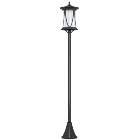 Lampadaire solaire LED, IP44, ABS, 17 cm (L) x 17 cm (P) x 127 cm (H), avec lumière LED blanc froid, capteur de luminosité, étanche, pour usage extérieur, noir