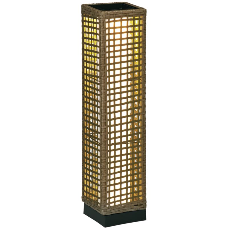Lampadaire solaire led style exotique H.69 cm résine tressée aspect rotin naturel