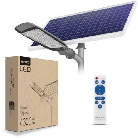 Lampadaire solaire LED Videx 4300 lm 5000K IP65, télécommande