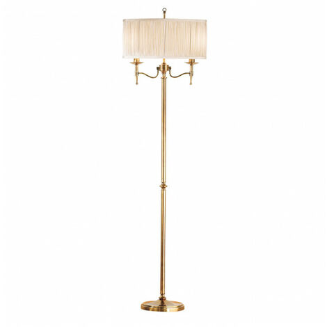 Lampadaire Stanford, laiton antique, abat-jour beige - Beige