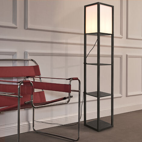 Lampadaire Stapleford avec étagère E27 hauteur 160 cm noir blanc [lux.pro]