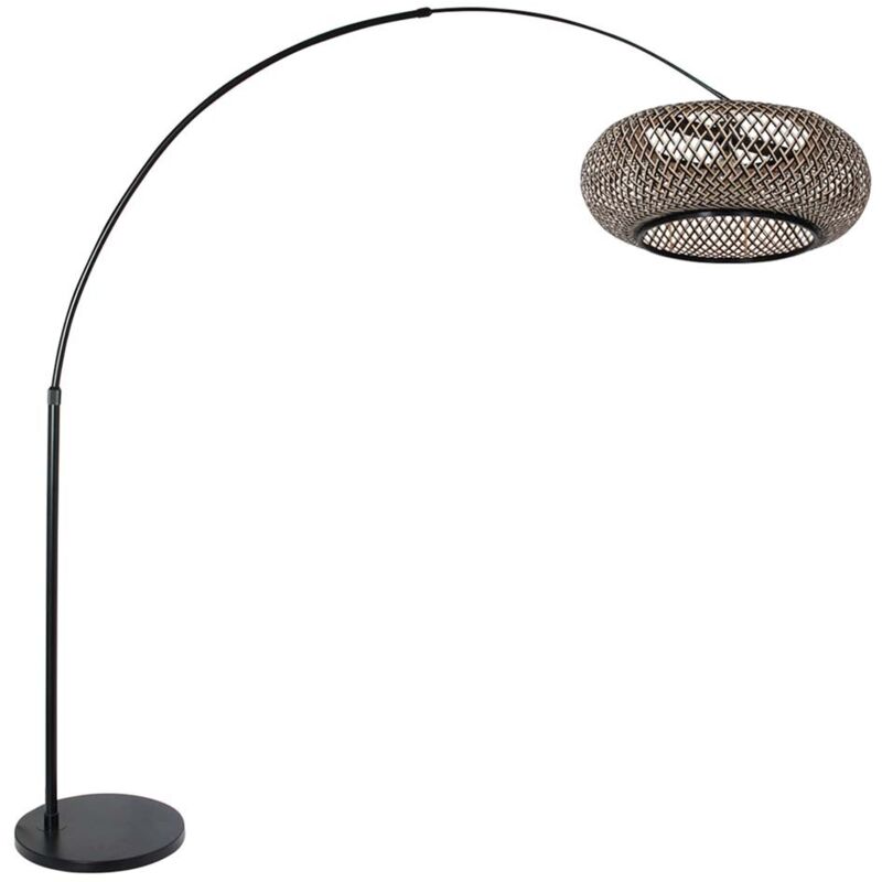 Steinhauer - Lampe à arc lampadaire arc lampadaire grille en bois noir mat h 210 cm