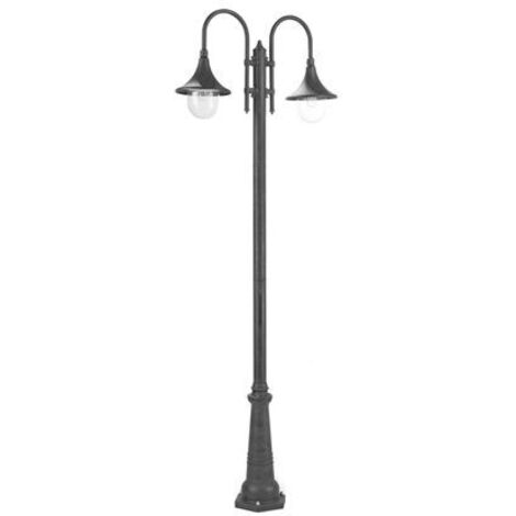 Lampadaire structure 2 lumières en aluminium moulé sous pression noir et h.230 cm