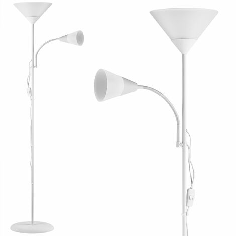 Lampadaire sur pied avec liseuse Luminaire Lampe orientable 175 cm Blanc ou noir Blanc
