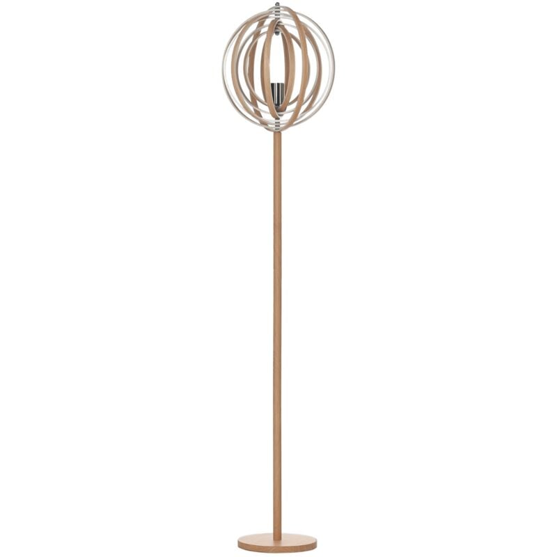Lampadaire sur Pied Circulaire 40 w Max. Abat-Jour bois naturel clair dim. ø 38 x 160 cm