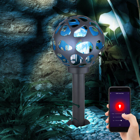 Lampadaire sur pied, lampe d'extérieur, lampe de jardin en acier inoxydable, aluminium plastique anthracite, intensité variable, 1x LED RVB 8,5W 806Lm 2700-6500K, H 45 cm