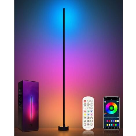 Lampadaire sur Pied Salon, Lampadaire LED d'Angle RGB avec Contrôle APP et Télécommande, Synchronisation Musicale, 16 Millions de Couleurs et 68 Modes de Scène, Lampe Moderne pour Salon