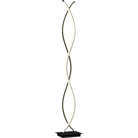 Lampadaire sur pied salon, lampe salon 3 niveaux de luminosité réglables à double spirale avec interrupteur à pied, noir