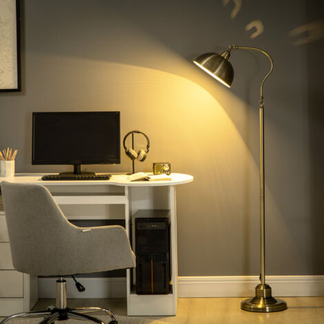 Lampadaire sur pied salon. lampe salon rétro avec abat-jour réglable. interrupteur à pied 42 x 25.5 x 152 cm ton laiton