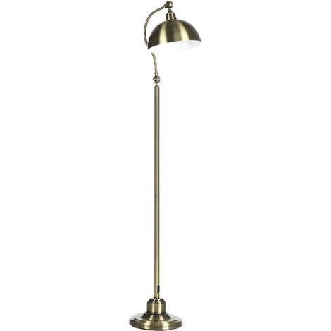 Lampadaire sur pied salon rétro, abat-jour réglable, interrupteur au pied, 42x25,5x152 cm, laiton