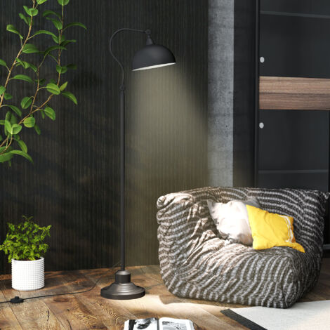 Lampadaire sur pied salon rotatif à 180°, lampe à arc avec abat-jour réglable, interrupteur à pied, 42x25,5x152cm, noir