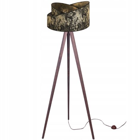 LAMPADAIRE SUR PIED TRÉPIED ABAT-JOUR EN BOIS MOTIF