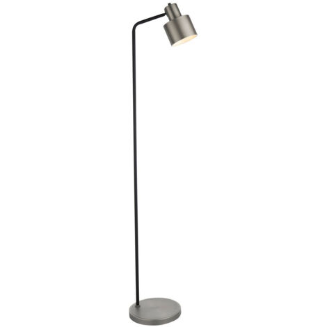 Lampadaire Task Fini Plaqué Argent Brossé, Noir Mat
