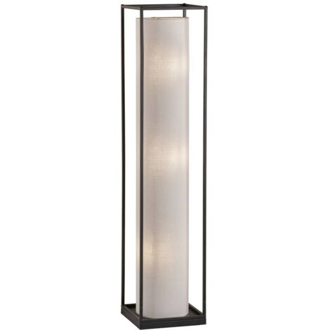 Lampadaire THOR E14 3x25W métal sable noir, tissu lin, PVC blanc L:25cm l:25cm H:114,5cm avec interrupteur au pied