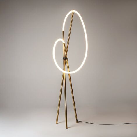Lampadaire tige LED doré avec 1 tube lumineux AURORA