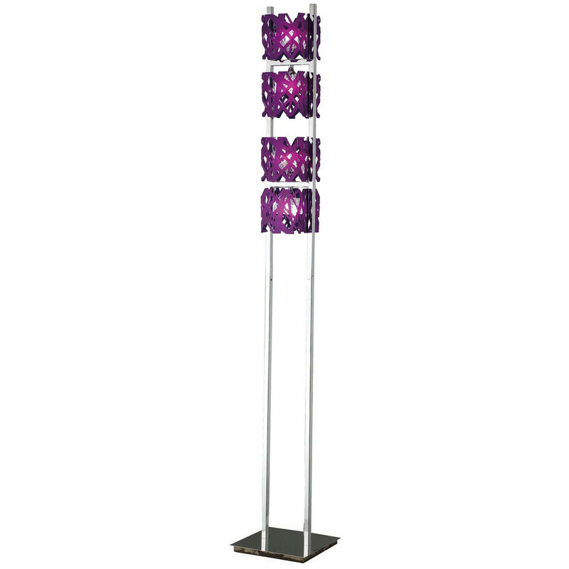 Diyas - Inspired Tokio Lampadaire 4 lumières G9, Violet/Chrome Poli