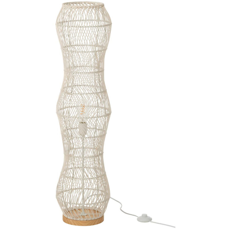 Lampadaire Torsade en Rotin "Etta" 101cm Blanc Lampadaire Torsade en Rotin "Etta" 101cm Blanc