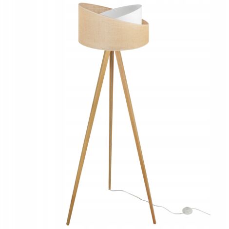 LAMPADAIRE TRÉPIED ABAT-JOUR EN BOIS JUTE 45CM