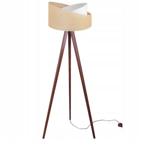 LAMPADAIRE TRÉPIED ABAT-JOUR EN BOIS JUTE 45CM