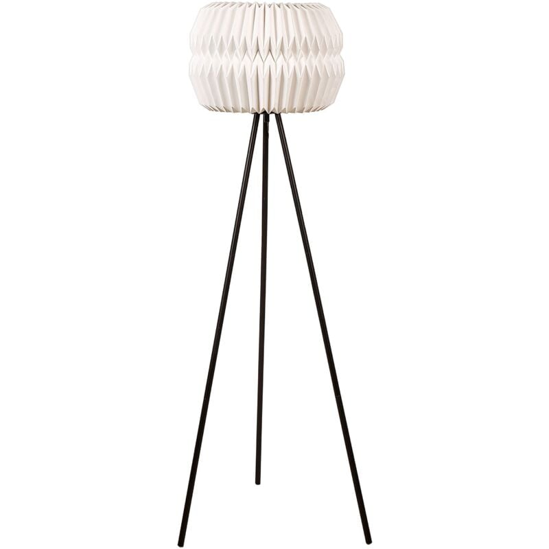 Lampadaire Trépied Design Moderne Style Minimaliste avec Abat-jour en Papier Pieds en Métal noir Hunter