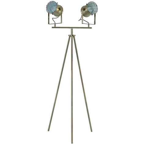 Lampadaire Trepied 'Ebbi' en métal pour salon & salle à manger - laiton ancien
