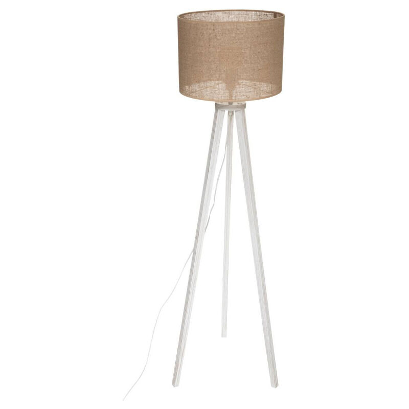 Lampadaire trépied en bois de pin "Elva" - Blanc et Beige - H 143 cm - Livraison gratuite