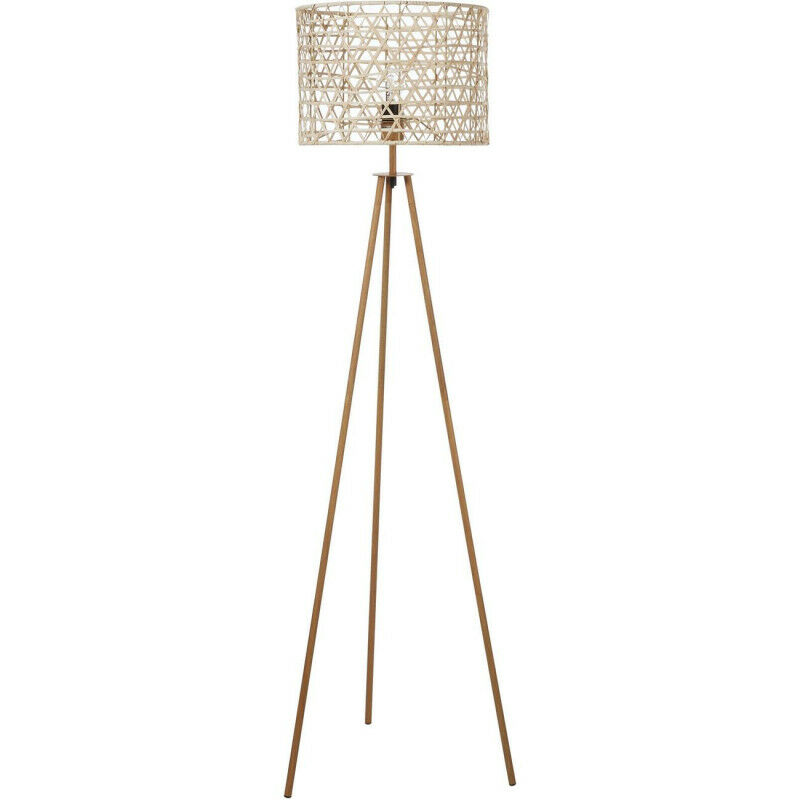 Lampadaire en bambou sur trépied - D 35 x H 145 cm - Livraison gratuite - Beige
