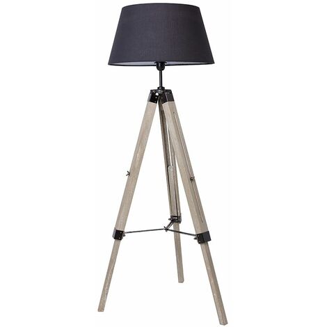 Lampadaire trépied métal noir fil invisible - 160 cm - Luminaires