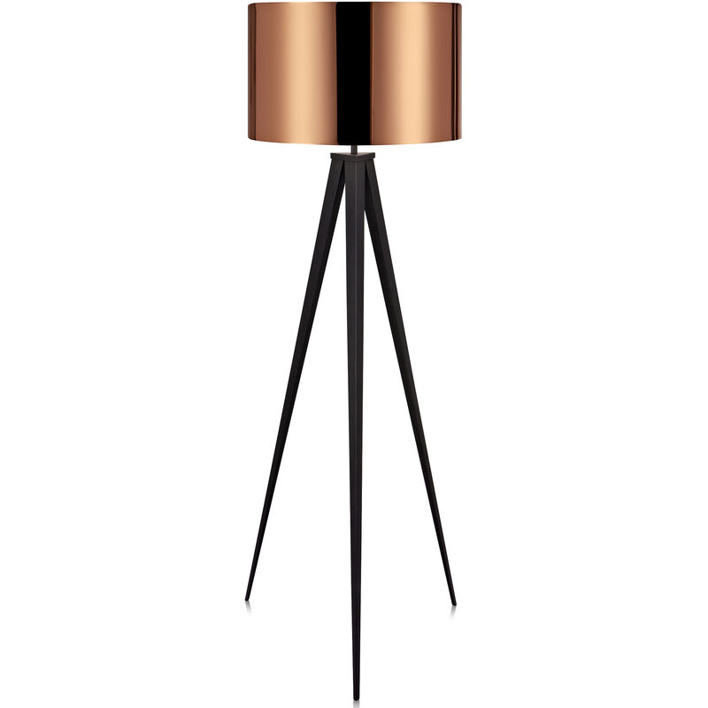 Lampadaire trépied lampe de salon sur pied noir abat-jour cuivré Romanza Teamson Home VN-L00005-EU Lampadaire trépied lampe de salon sur pied noir abat-jour cuivré Romanza Teamson Home VN-L00005-EU