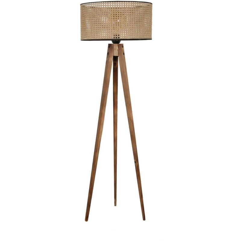 Lampadaire en bois et tissu Tripod