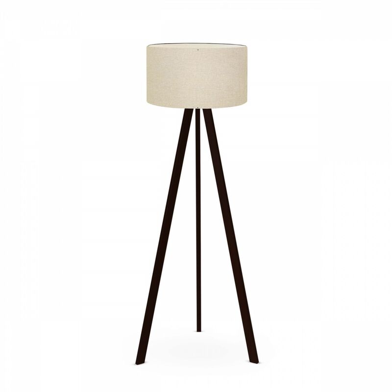 Lampadaire trépied Noir 100% pvc beige Tanganica, 21x38x140, E27 Max 60 w - Beige - Wellhome