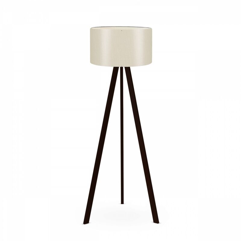 Lampadaire trépied Noir pvc, crema, Tanganica, 21x38x140, E27 Max 60 w - Beige - Wellhome