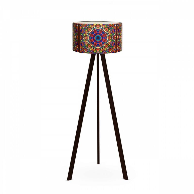 Lampadaire trépied Noir, pvc, Tanganica, 21x38x140 cm, E27 Max 60 w - Multicolore - Wellhome