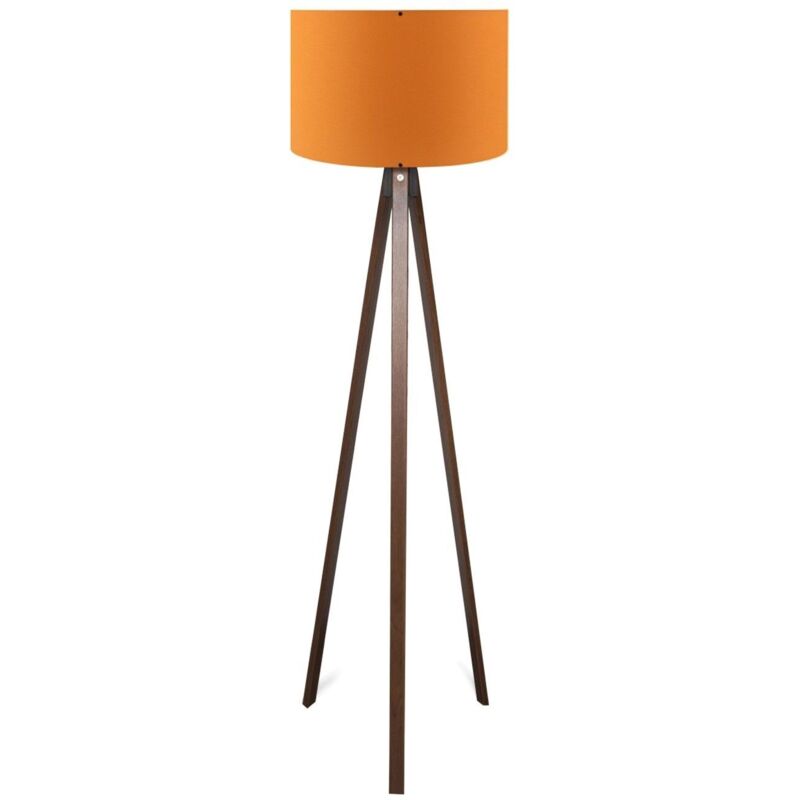 Lampadaire Tympanum trépied Bois Marron et Orange Lampadaire Tympanum trépied Bois Marron et Orange