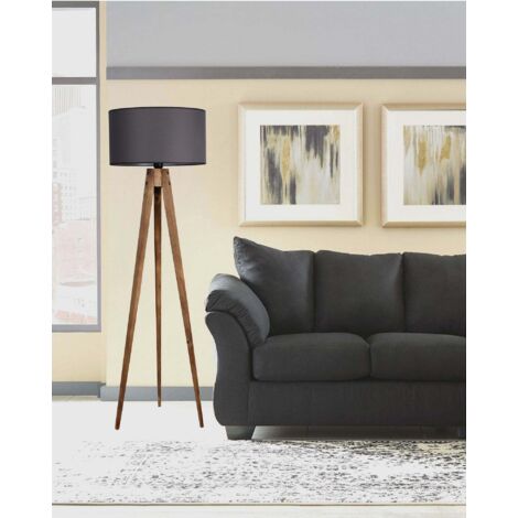 Lampadaire trepied yank lambader silindir koyu gri abajurlu 53699583 53699583 53699583