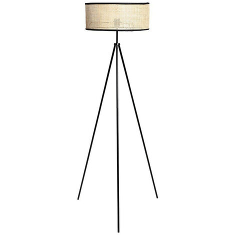 Lampadaire trépied Yuca abat-jour cannage Ostaria