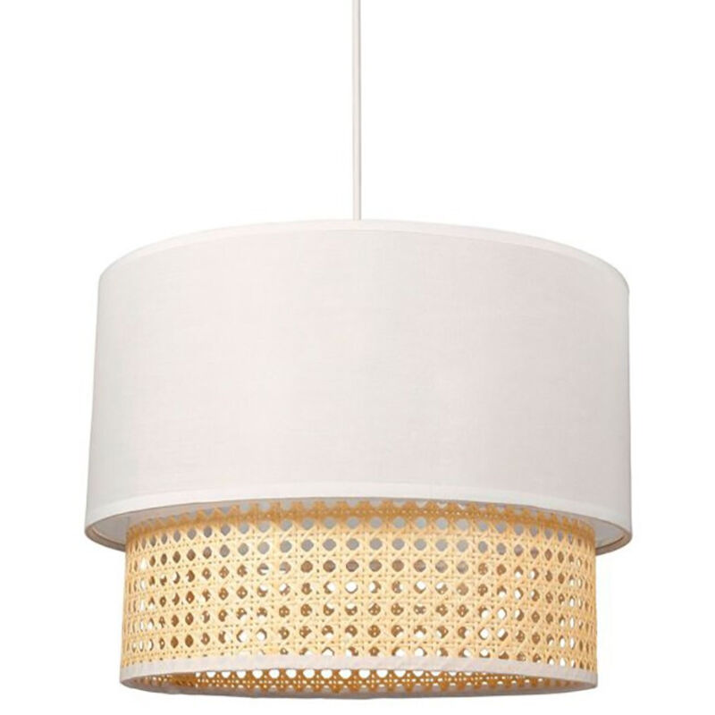 Suspension gigogne en cannage et tissu blanc – Dimensions 35x35x26 cm – Éclairage doux pour chambre et salon – Installation facile – Ostaria Suspension gigogne en cannage et tissu blanc – Dimensions 35x35x26 cm – Éclairage doux pour chambre et salon – Installation facile – Ostaria