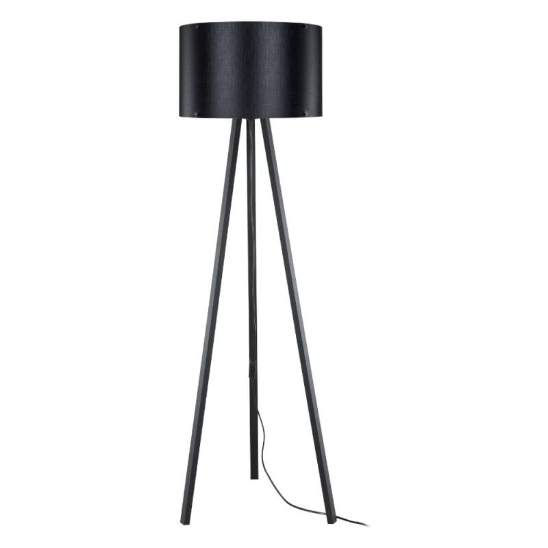 Lampadaire tripode avec abat-jour en tissu noir - Piko