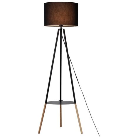 Lampadaire tripode avec table basse "Mandi" - Noir