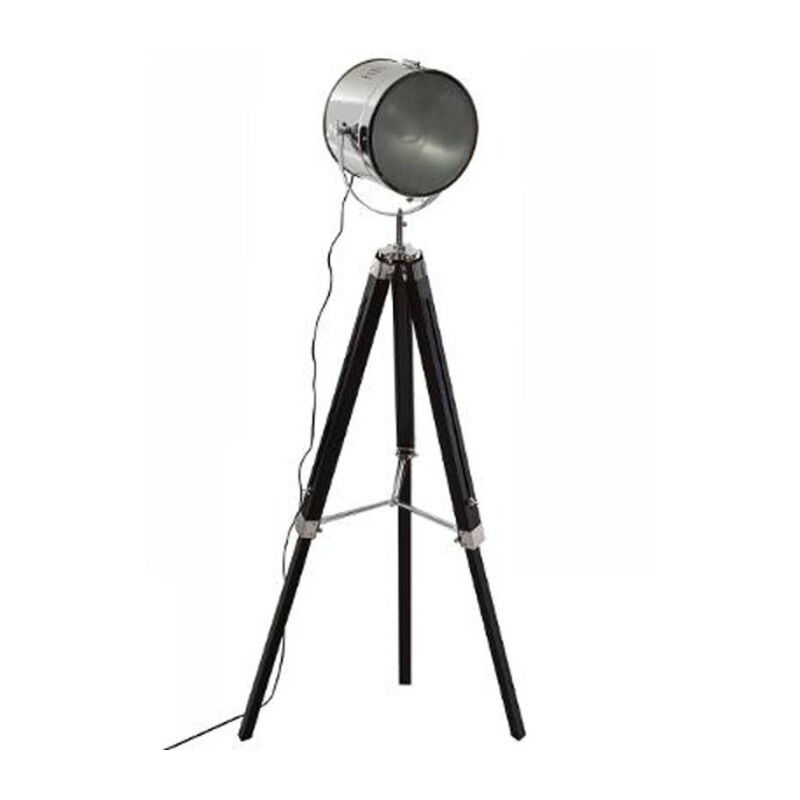 Atmosphera - Lampadaire Trépied en Métal & Bois 'Ébor' 152cm Noir