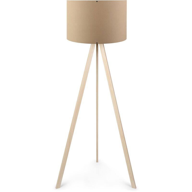 Lampadaire Tympanum trépied Bois Chêne et Beige