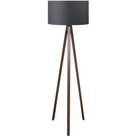 Lampadaire Tympanum trépied Bois Marron et Anthracite