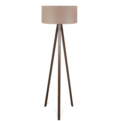 Lampadaire Tympanum trépied Bois Marron et Marron sépia