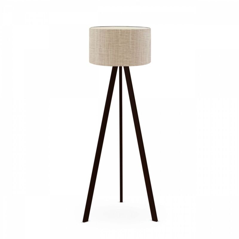 Lampadaire Tympanum trépied Bois Noir et Tissu Beige Lampadaire Tympanum trépied Bois Noir et Tissu Beige