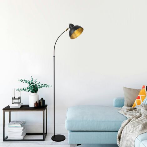 Lampadaire vintage noir & doré avec abat-jour orientable SILE