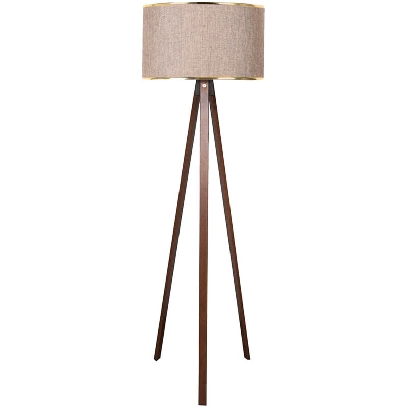 Lampadaire 140 cm. beige/or, type E27 Max 60 w - 'tanganica' - Beige/Or - Wellhome
