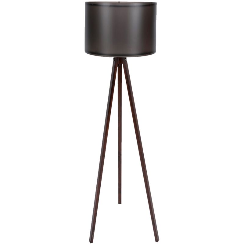 Lampadaire 145 cm. noir/noyer, type e 27 Max 45 - 60 w 'tanganica' - Noir/Noyer - Wellhome
